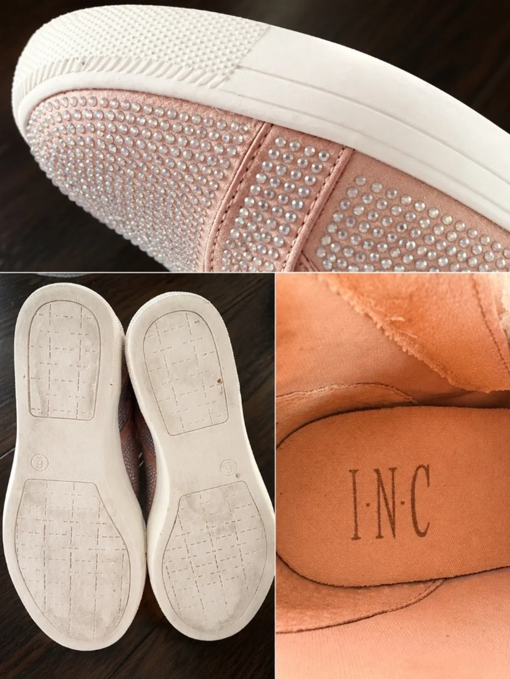 INC Pink Rhinestone Wedge High Top Sneakers Size 6